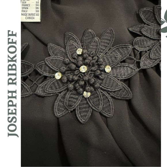 Off-Shoulder Joseph Ribkoff Top with 3D Floral Detail | Long Sleeve | Size 4 - Picture 6 of 7